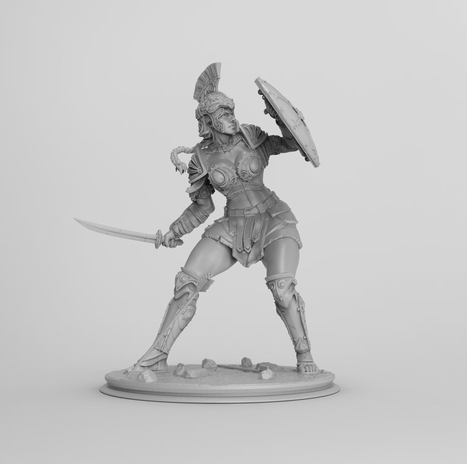 A072 Greek Female Warrior character design statue STL 3D Etsy