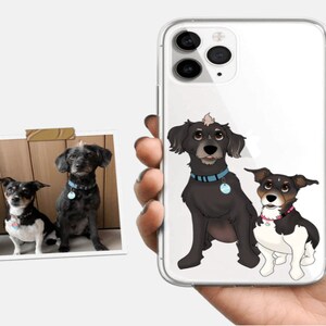 Funda de teléfono de retrato de mascota transparente personalizada / Regalo para amantes de los perros / Ideas de regalos para perros / Retrato de mascotas / ENVÍO GRATIS EN TODO EL MUNDO /
