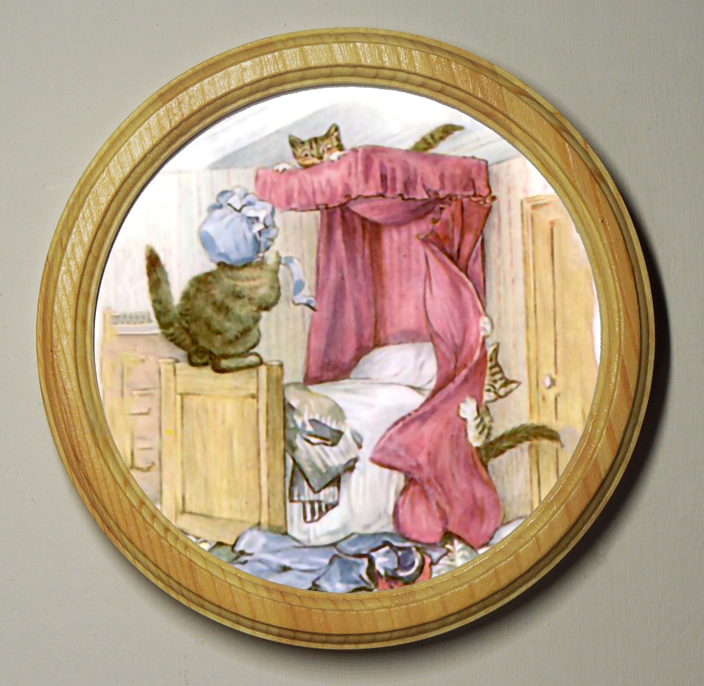 Beatrix Potter Round Wooden Framed Art Print Nursery Picture Etsy