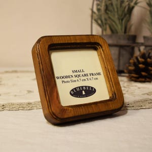 Light Oak Square Handmade Wooden Photo, Cross Stitch Embroidery Frame Antique Vintage Style Picture Frame Home Decor 2.5"x2.5", 4"x4" Inches