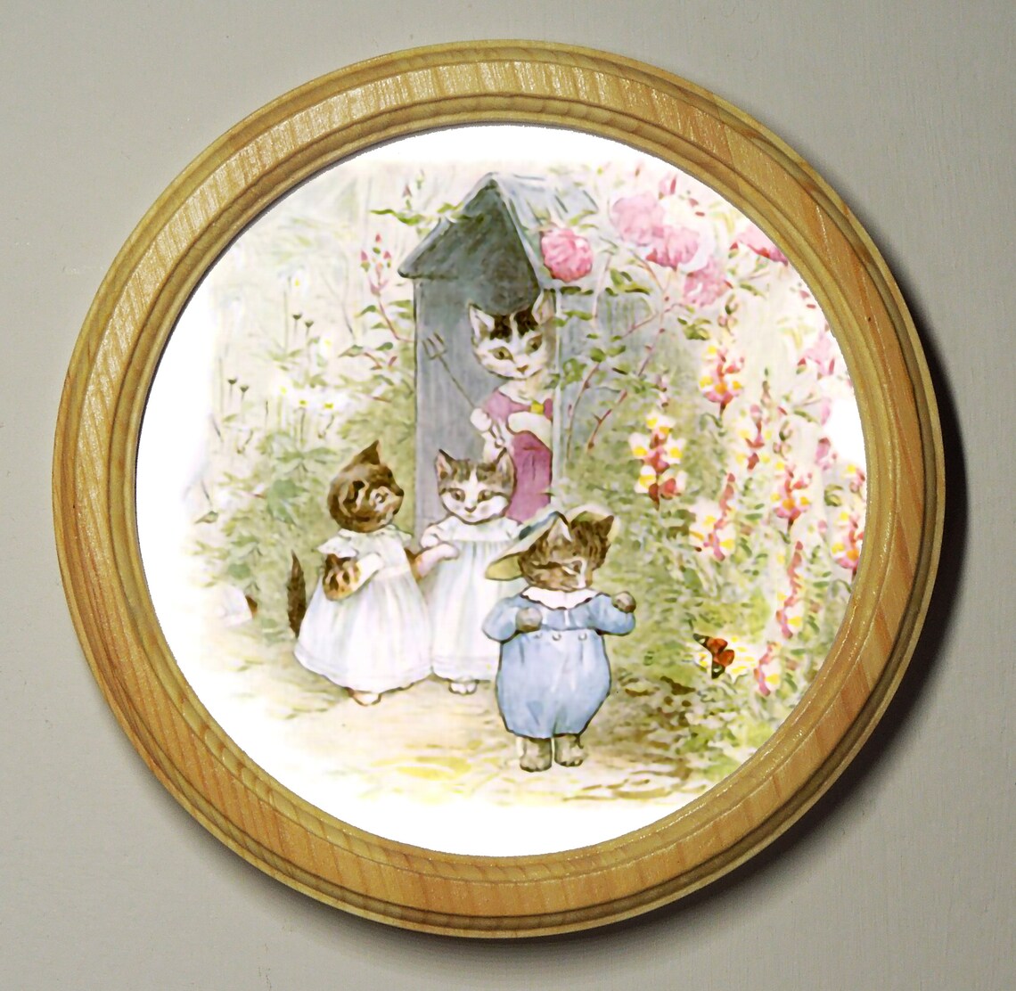 Beatrix Potter Round Wooden Framed Art Print Nursery Picture Etsy
