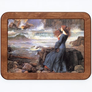 Miranda The Tempest John William Waterhouse Woman Dress Shakespeare Seas Waves Ship Classic Painting Wooden Framed Art Print