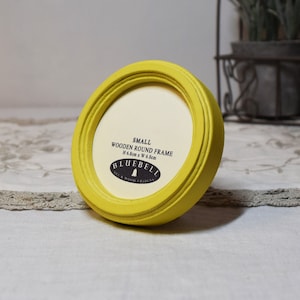 Yellow Round Handmade Wooden Photo Cross Stitch Embroidery, Antique Style Frame Home Decor 2.5&quot;x2.5&quot;, 3&quot;x3&quot;, 4&quot;x4&quot;, 5&quot;x5&quot;, 6&quot;x6&quot;, Inches