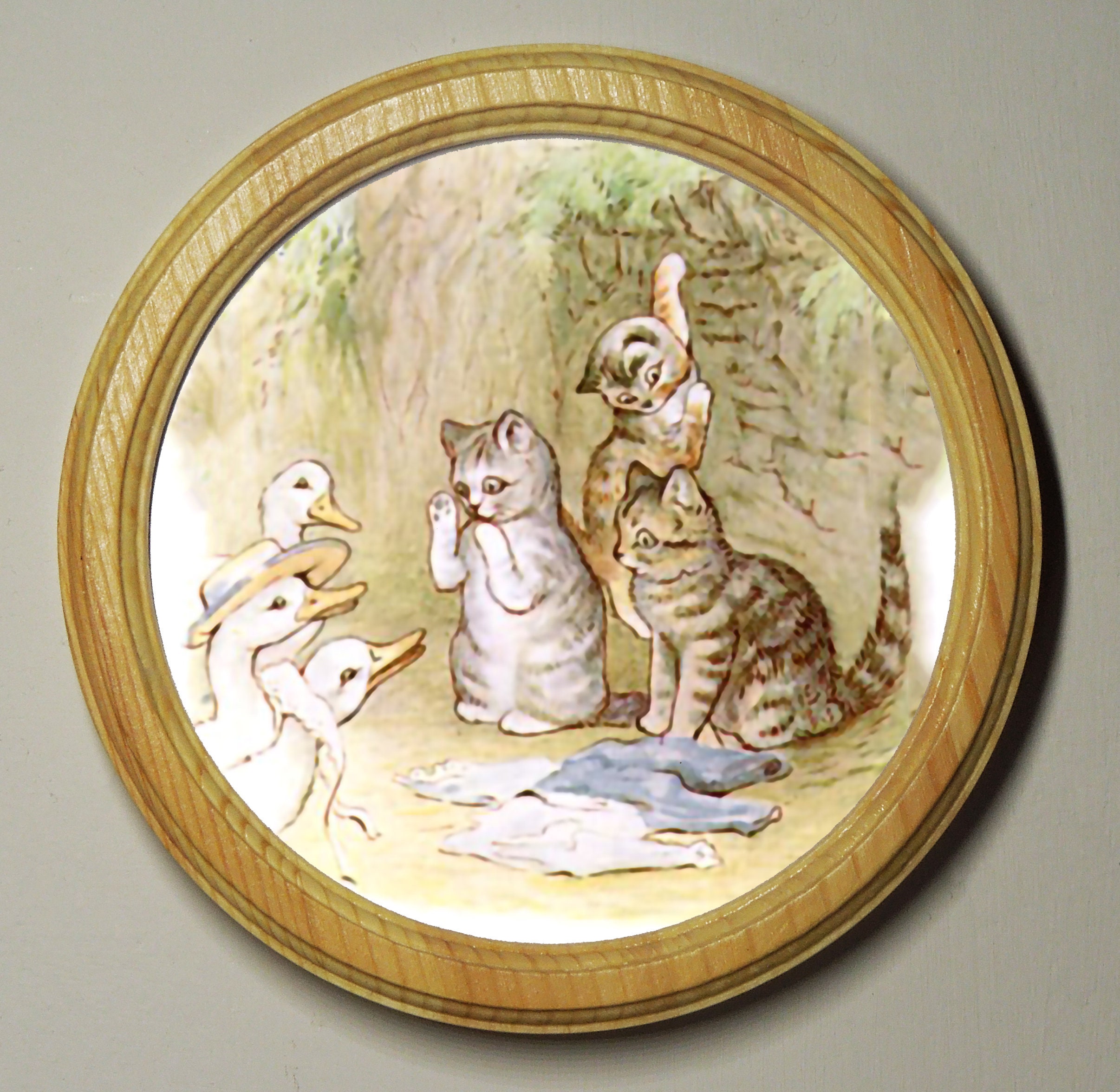 Beatrix Potter Round Wooden Framed Art Print Nursery Picture Etsy