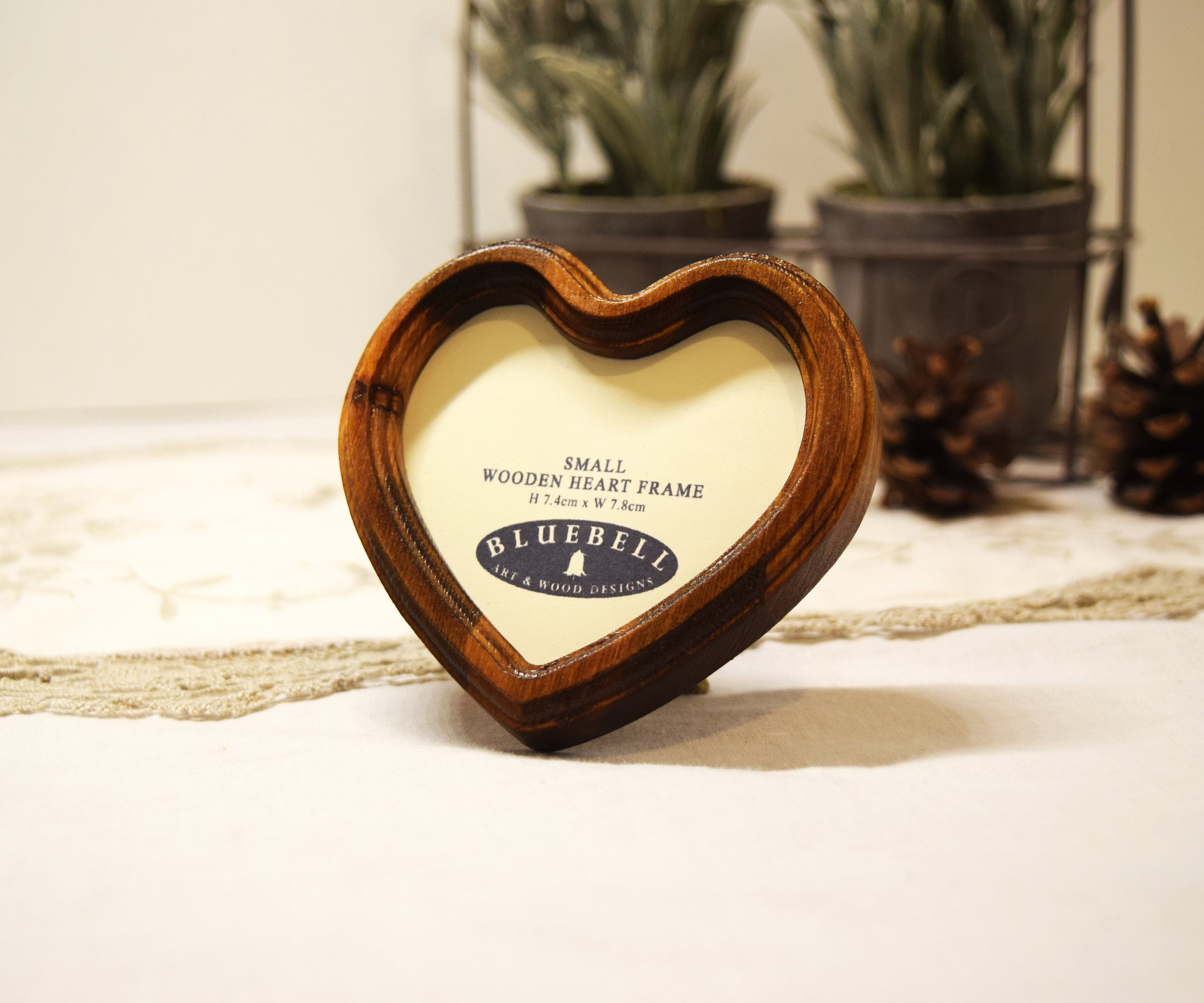 Handmade Wooden Heart Photo Frame, Light Oak, Rustic Decor (3x3