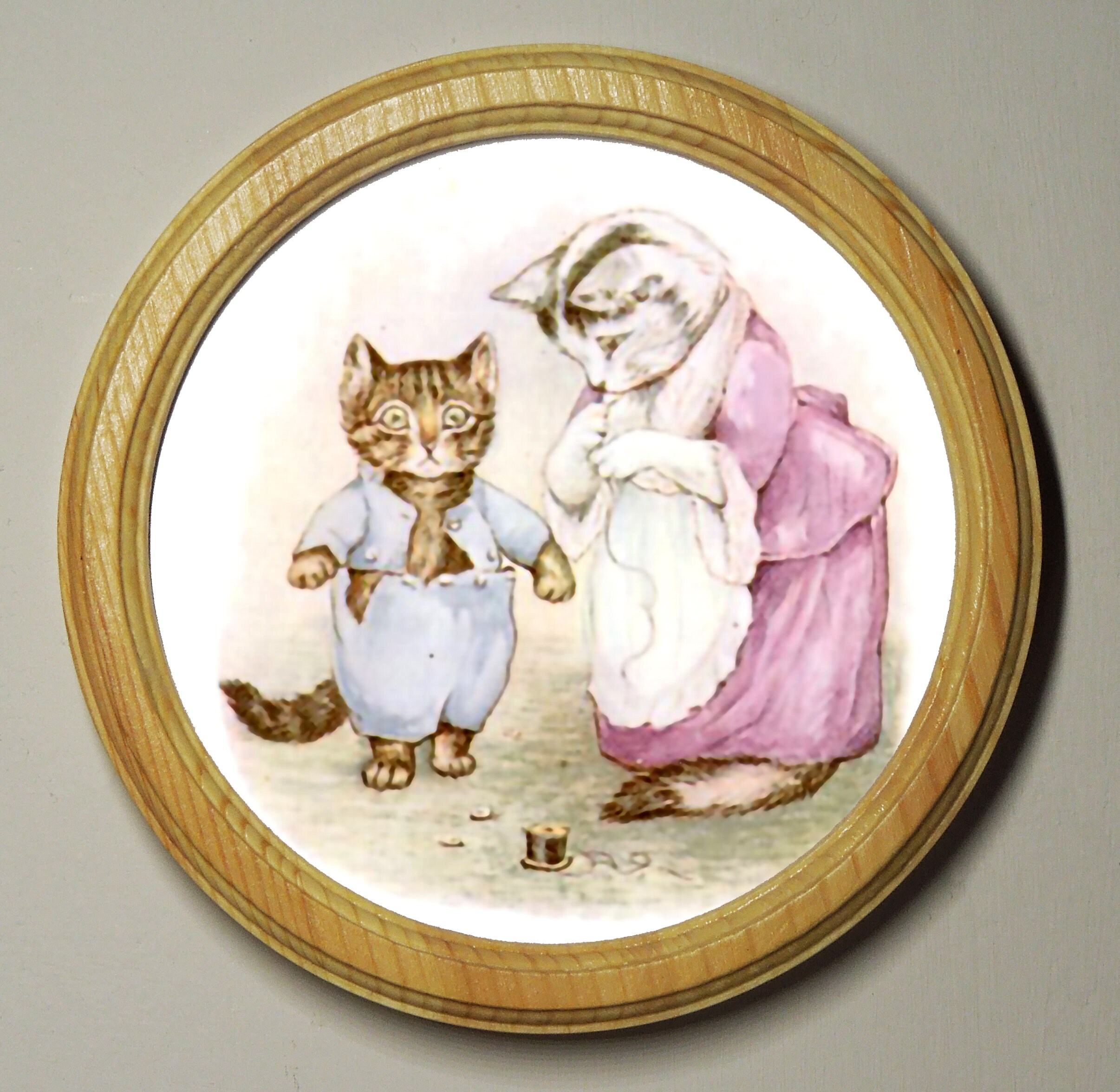 Beatrix Potter Round Wooden Framed Art Print Nursery Picture Etsy