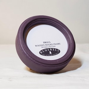 Purple Round Handmade Wooden Photo Cross Stitch Embroidery Antique Style Frame, Home Decor 2.5"x2.5",3"x3", 4"x4", 5"x5", 6"x6", Inches