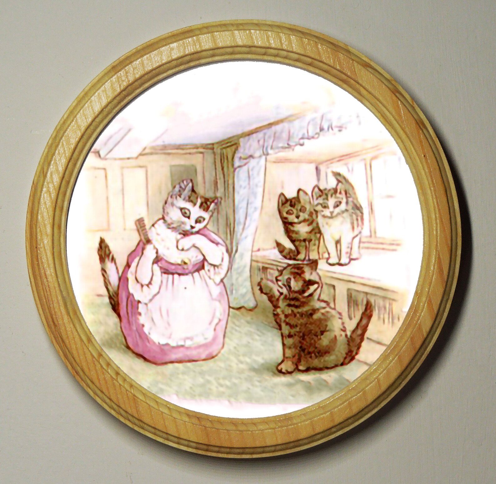 Beatrix Potter Round Wooden Framed Art Print Nursery Picture Etsy