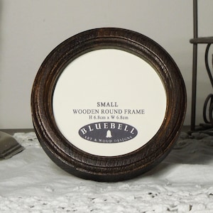 Dark Oak Round Handmade Wooden Photo Cross Stitch Embroidery Antique Vintage Style Picture Frame 2.5&quot;x2.5&quot;, 3&quot;x3&quot;, 4&quot;x4&quot;, 5&quot;x5&quot;, 6&quot;x6&quot;, Inch