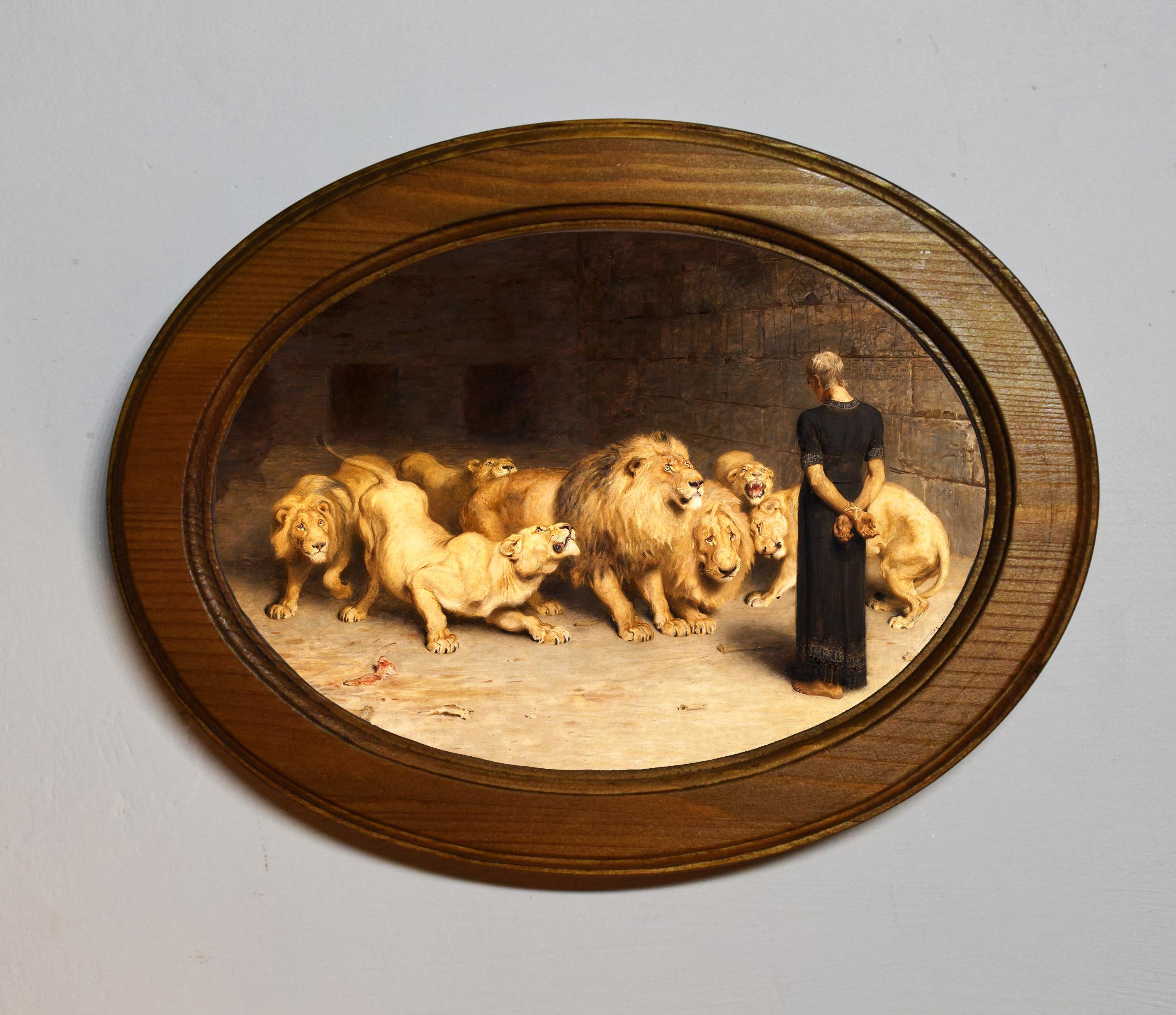 Light Oak Oval Wooden Framed Picture, Briton Riviere, Daniel in