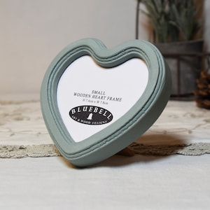 Duck Egg Heart Shaped Handmade Wooden Photo, Cross Stitch, Embroidery Frame, Antique Vintage Style Picture Frame 3"x3", 4"x4" Inches