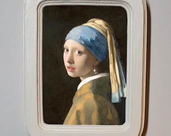 Girl with a Pearl Earring Framed Print, Handmade Wooden Frame (4x6)