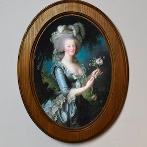 Light Oak Oval Wooden Framed Marie Antoinette Portrait French Baroque Rococo 6 x 4 Art Print Picture