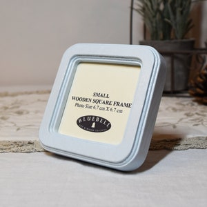 Baby Blue Square Handmade Wooden Photo, Cross Stitch Embroidery Frame Antique Vintage Style Picture Frame Home Decor 2.5&quot;x2.5&quot;, 4&quot;x4&quot; Inches