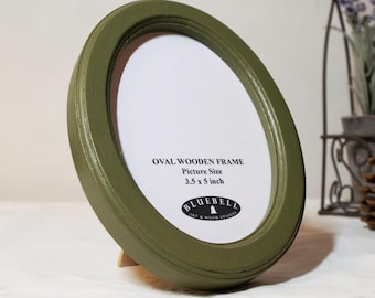Olive Green Oval Wooden Handmade Photo Cross Stitch Embroidery Frame 2"x3", 2.5"x3.5", 3"x4", 3.5"x5", 4"x6", 5"x7", A5/6"x8", A4/8"x12"