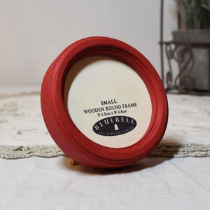 Classic Red Round Handmade Wooden Photo Cross Stitch Embroidery Antique Vintage Style Frame 2.5"x2.5", 3"x3", 4"x4" 5"x5", 6"x6" Inches