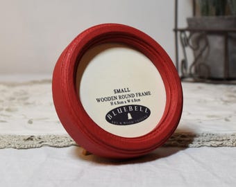 Classic Red Round Handmade Wooden Photo Cross Stitch Embroidery Antique Vintage Style Frame 2.5"x2.5", 3"x3", 4"x4" 5"x5", 6"x6" Inches