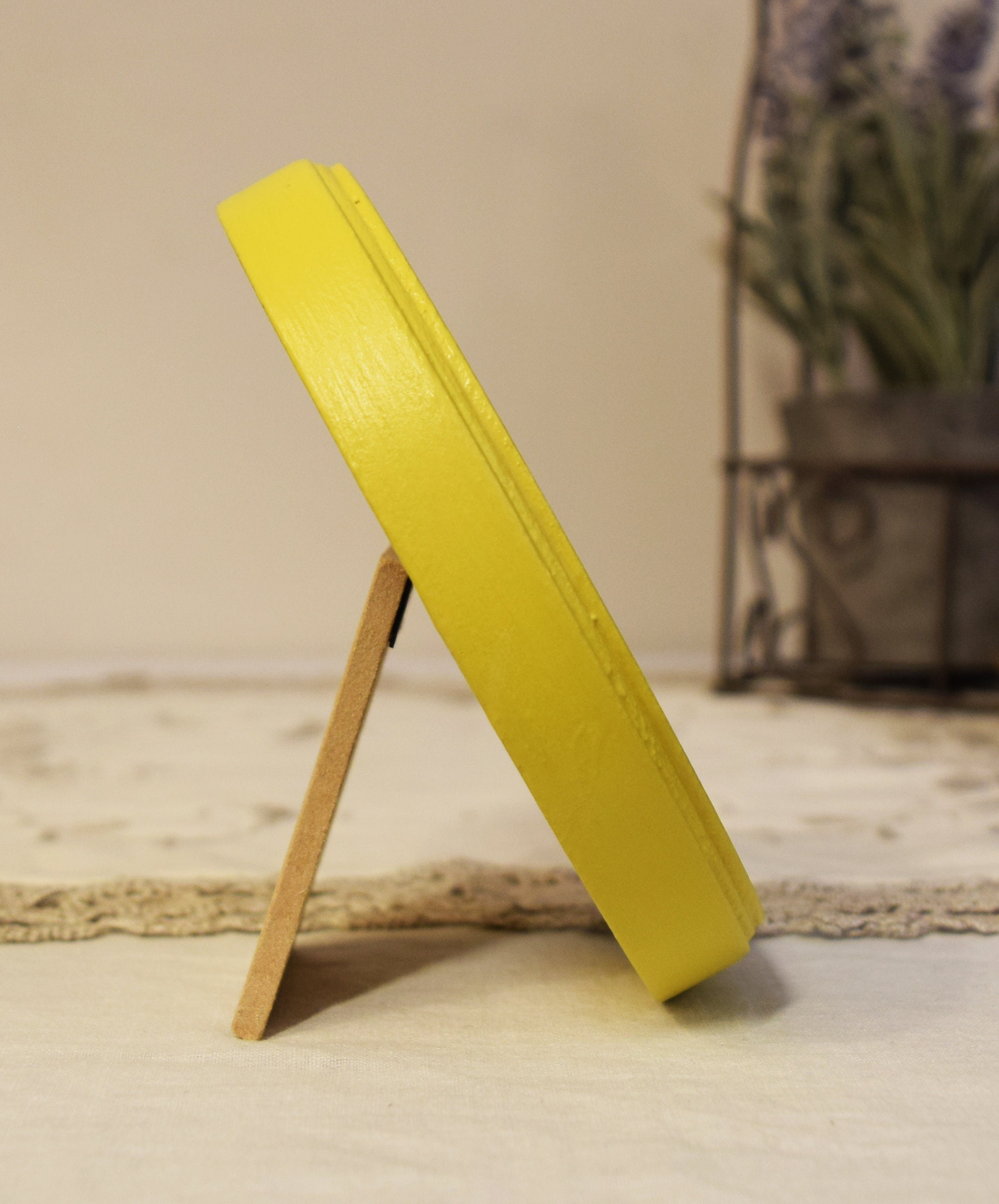 Sunshine Yellow Oval Handmade Wooden Photo Picture Frame