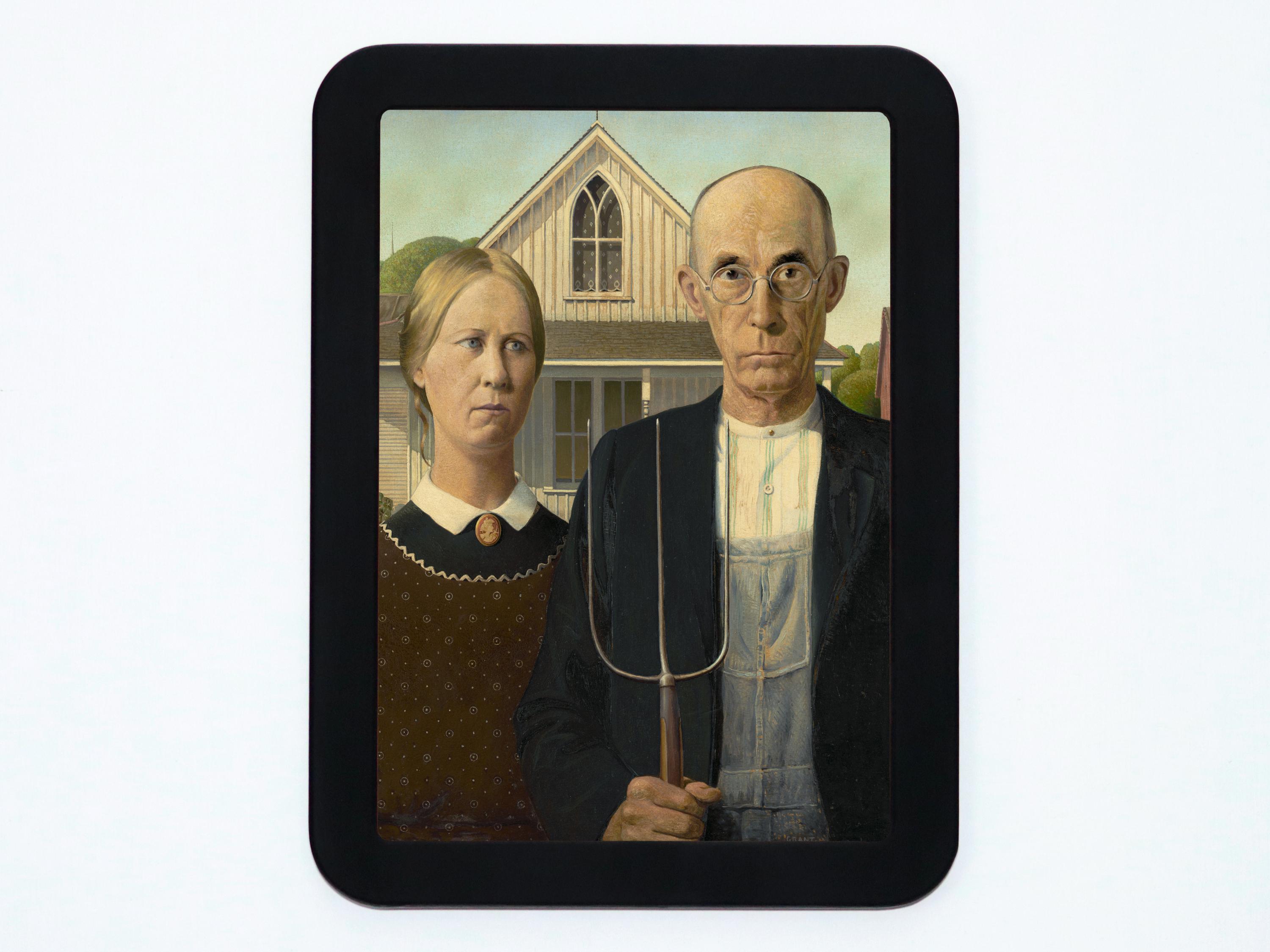 American Gothic Grant Wood Classic Painting Wooden Framed Art