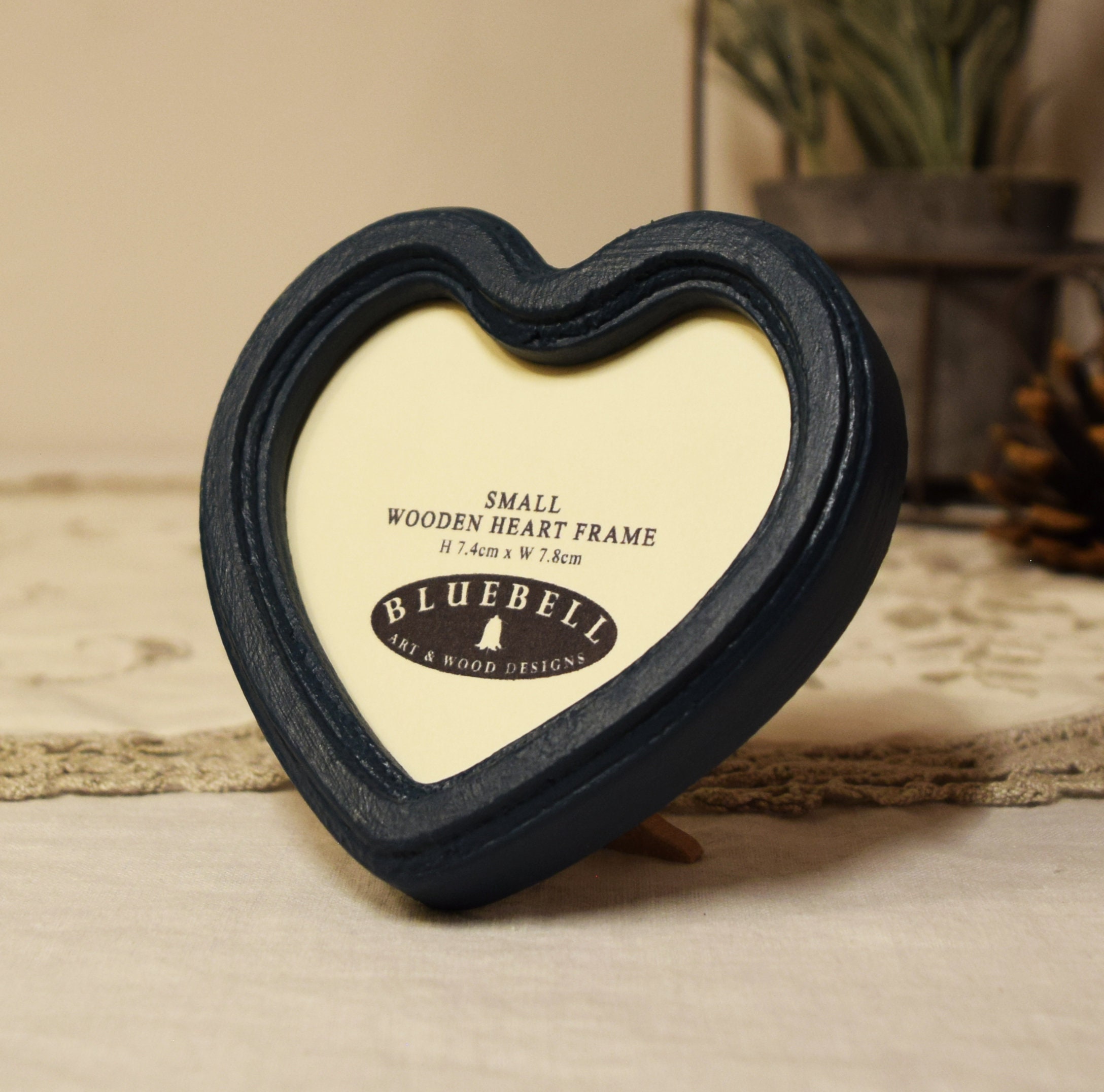 Teal Blue Heart Photo Frame, Handmade Wooden Picture Frame (3x3