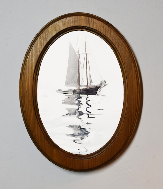 Cadre Ancien Bois Sculpté – Motif Bateau à Voile – Vaisseau Français