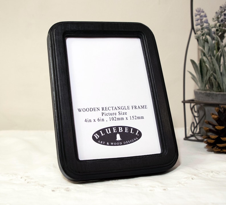 Marco rectangular de madera negra hecho a mano para fotografía, bordado de punto de cruz, estilo antiguo, 2"x3", 2.5"x3.5", 3"x4", 3.5"x5", 4"x6", 5"x7", A5/6"x8" imagen 1