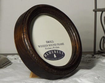 Dark Oak Round Handmade Wooden Photo Cross Stitch Embroidery Antique Vintage Style Picture Frame 2.5"x2.5", 3"x3", 4"x4", 5"x5", 6"x6", Inch