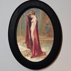 Black Oval Wooden Framed Picture, Luis Ricardo Falero A Beauty Art Print, Wall Hanging Home Decor Antique Vintage Style