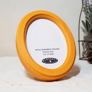 Orange Oval Wooden Photo Frame, Handmade Birch Plywood