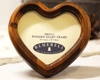 Light Oak Heart Shaped Handmade Wooden Photo Frame Antique Vintage Style Picture Frame 3"x3", 4"x4" Inches