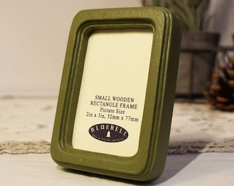 Olive Green Wooden Rectangle Handmade Photo Frame Rustic Antique Style Picture Frame 2"x3", 2.5"x3.5", 3"x4", 3.5"x5", 4"x6", 5"x7" Inches