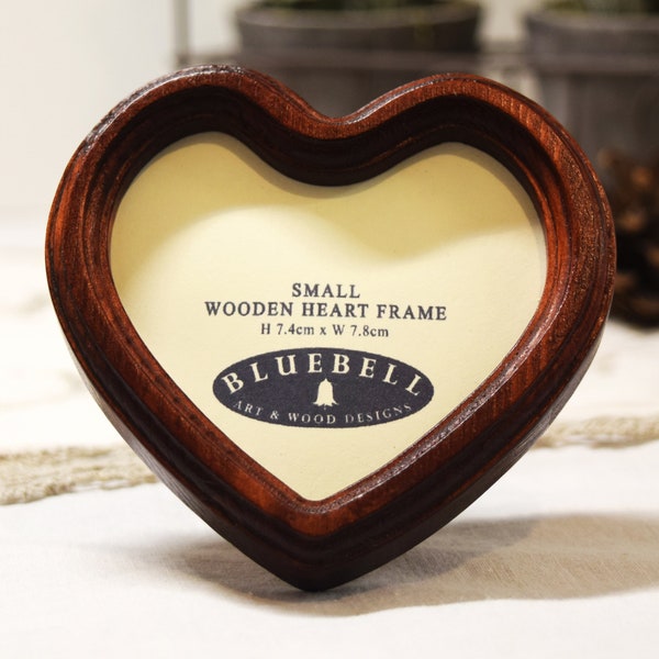 Mahogany Heart Shaped Handmade Wooden Photo Frame Antique Vintage Style Picture Frame 3"x3", 4"x4" Inches