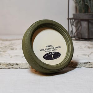 Olive Green Round Handmade Wooden Photo Cross Stitch Embroidery, Antique Style Frame Home Decor 2.5"x2.5", 3"x3", 4"x4" 5"x5", 6"x6", Inches