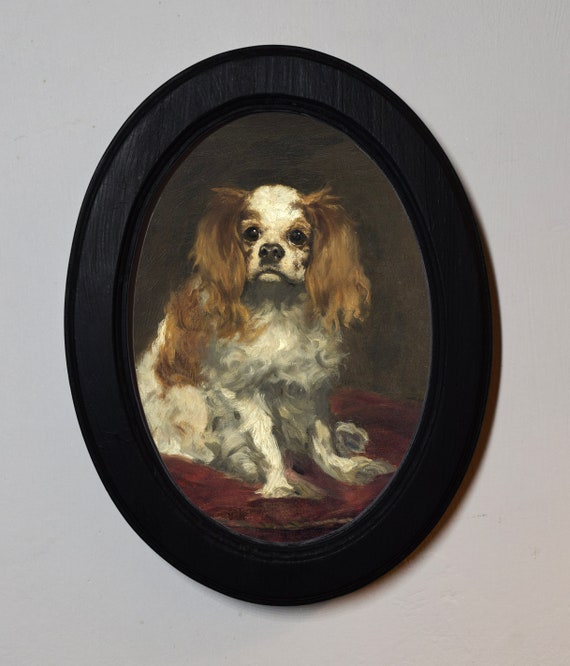 イタリア製　子供と犬の絵画 楕円形フレーム　額　壁掛け 美術品・アンティーク・コレクション イタリア製 子供と犬の絵画 楕円