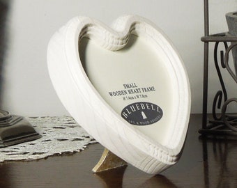 White Heart Shaped Handmade Wooden Photo Frame Antique Vintage Style Picture Frame 3"x3", 4"x4" Inches