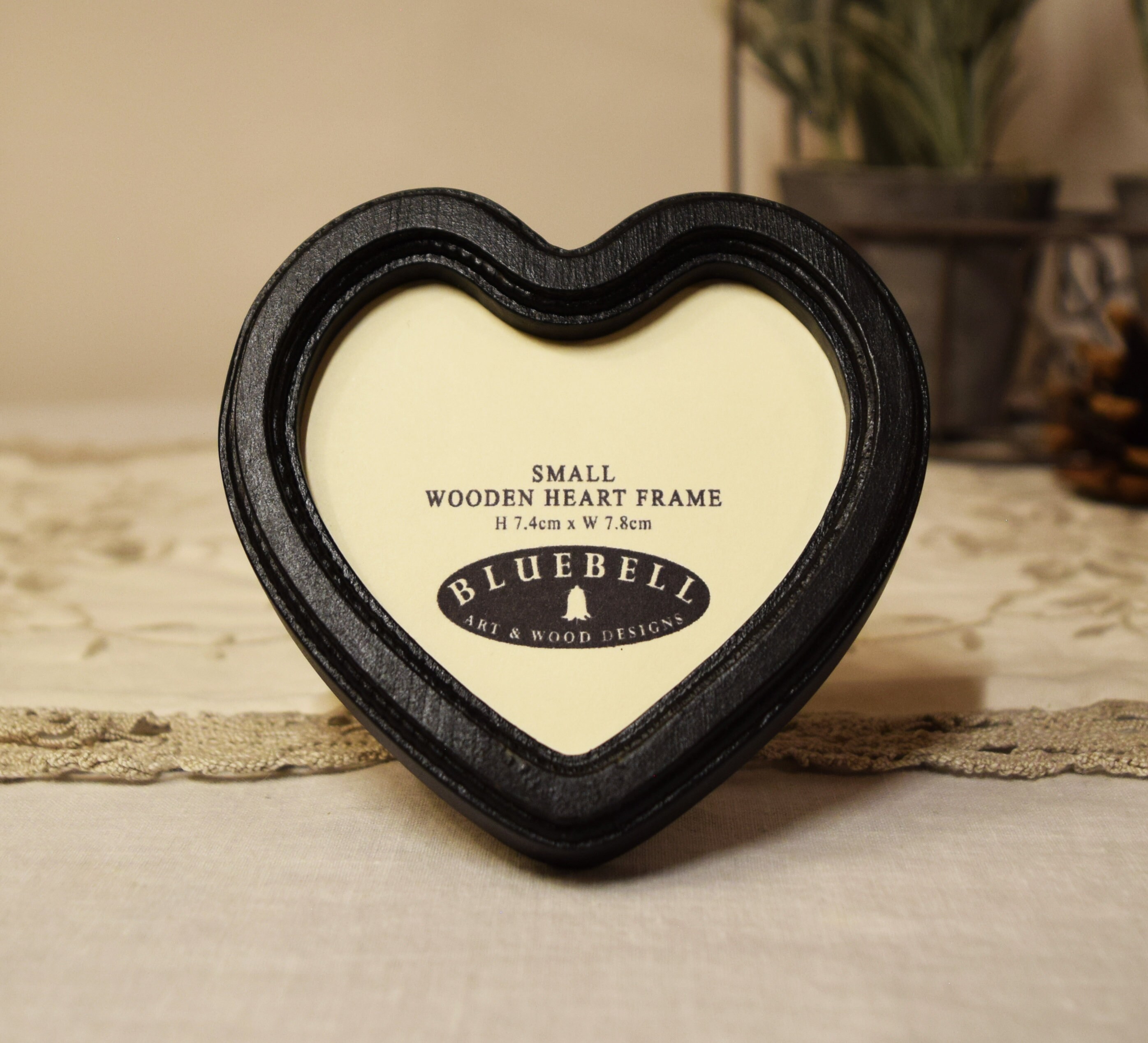 Black Heart Photo Frame, Handmade Wooden Picture Frame (3x3, 4x4