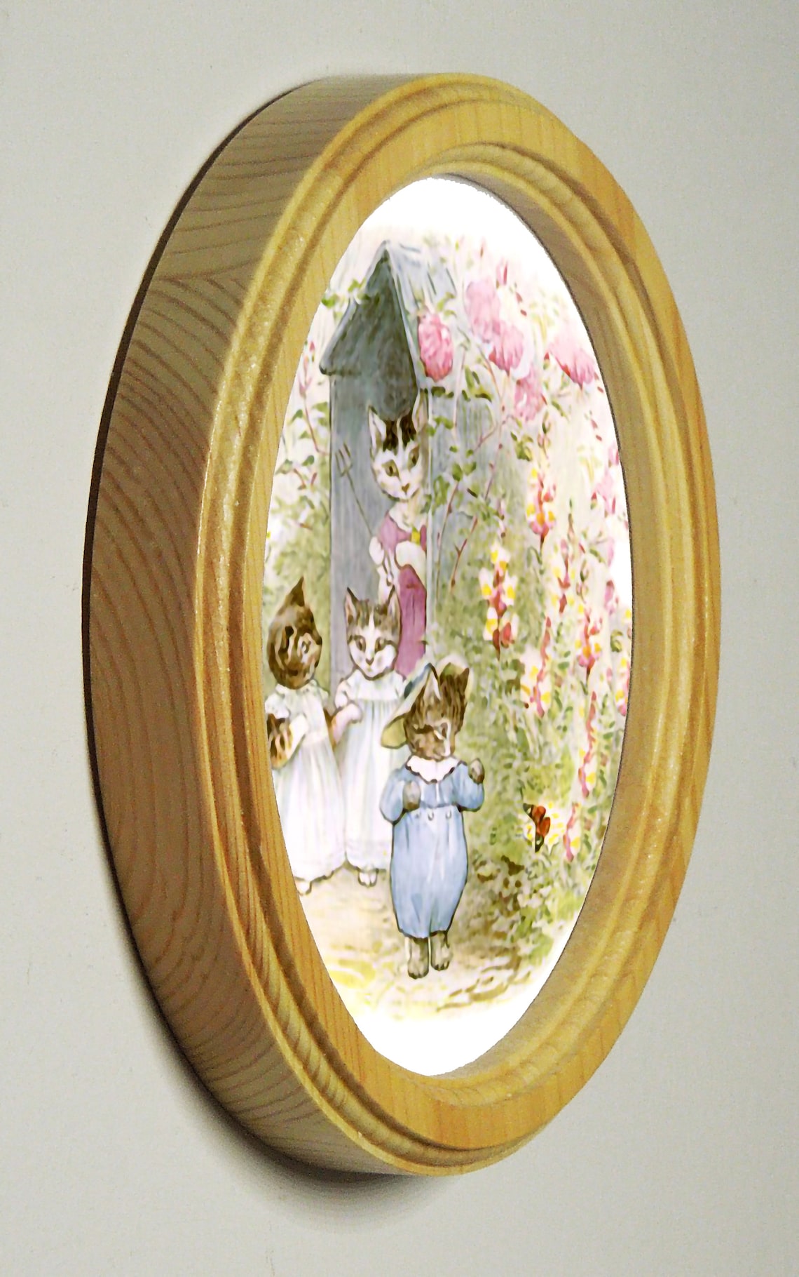 Beatrix Potter Round Wooden Framed Art Print Nursery Picture Etsy