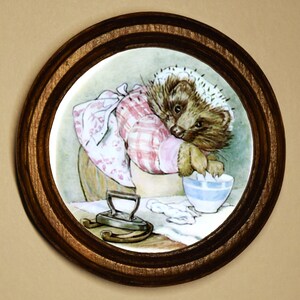 Lámina artística de la Sra. Tiggy Winkle, marco de madera hecho a mano, decoración de Beatrix Potter