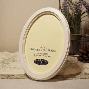 White Oval Shaped Handmade Wooden Photo Frame Antique Vintage Style Picture Frame 2"x3", 2.5"x3.5", 3"x4", 3.5"x5", 4"x6", 5"x7" Inches