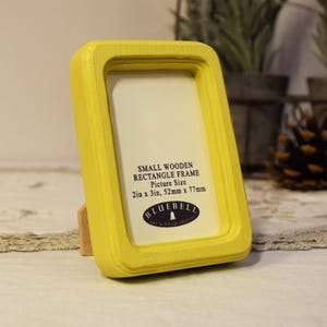 Cadre photo jaune fait main en bois, style antique, bois dur massif