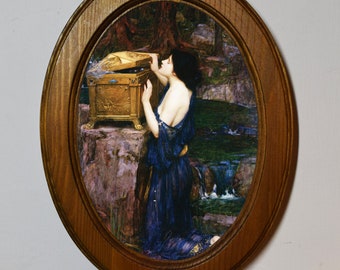 Wooden Framed Art Print Picture, John William Waterhouse, Pandora Art Print, Light Oak Frame.