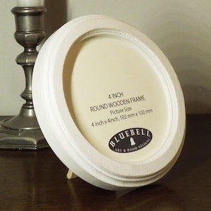 White Round Handmade Wooden Photo Cross Stitch Embroidery Antique Vintage Style Picture Frame 2.5"x2.5", 3"x3", 4"x4" 5"x5", 6"x6" Inches