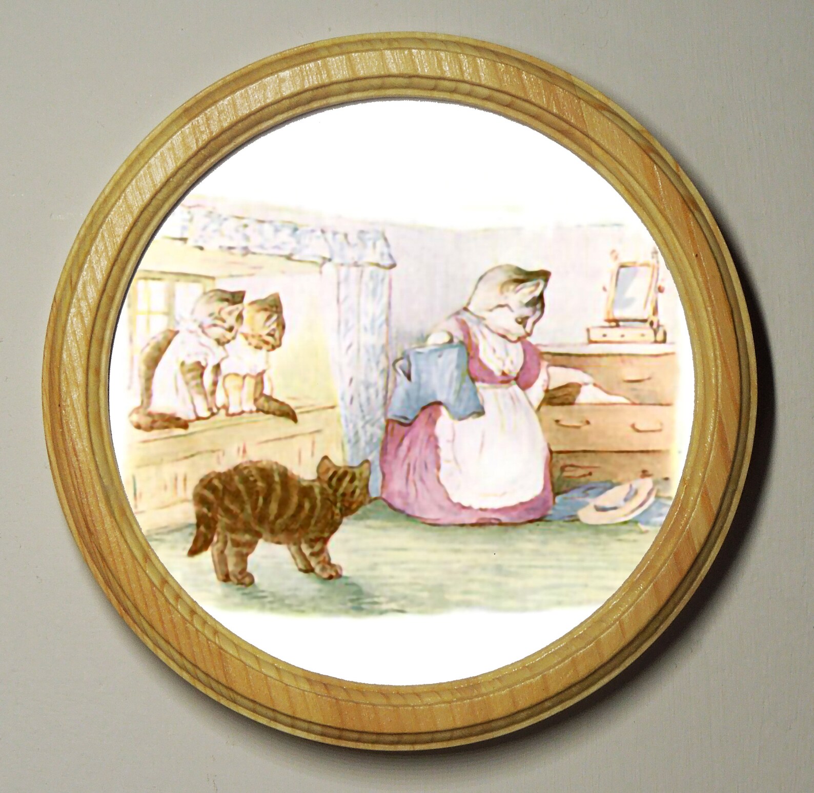 Beatrix Potter Round Wooden Framed Art Print Nursery Picture Etsy