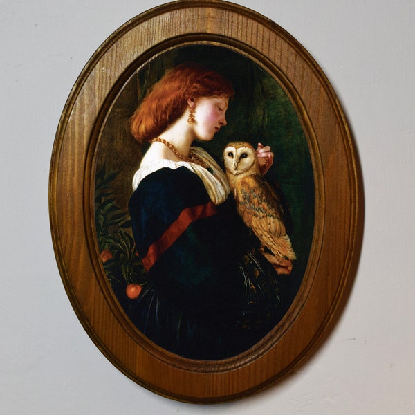 Light Oak Oval Wooden Framed Valentine Cameron Prinsep The Owl 6 x 4 Art Print