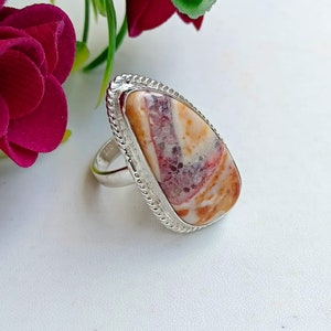 Brecciated Mookaite Jasper Silver Ring, Natural Gemstone Ring, Handmade Sliver Ring, 925 Sterling Silver Ring, Gift For Her,