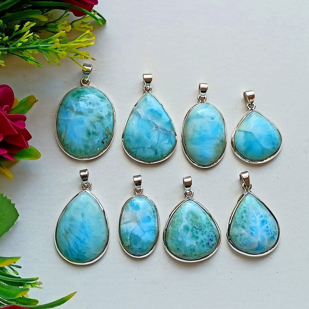 Larimar Pendant, Silver Necklace Pendant, Larimar Necklace Pendants ...