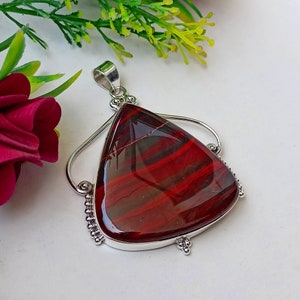 Red Jasper Pendants, Gemstone Necklace, 925 Silver Necklace Pendant, Crystal Pendants, Dainty Charm Necklace, Mothers day Gift for Her