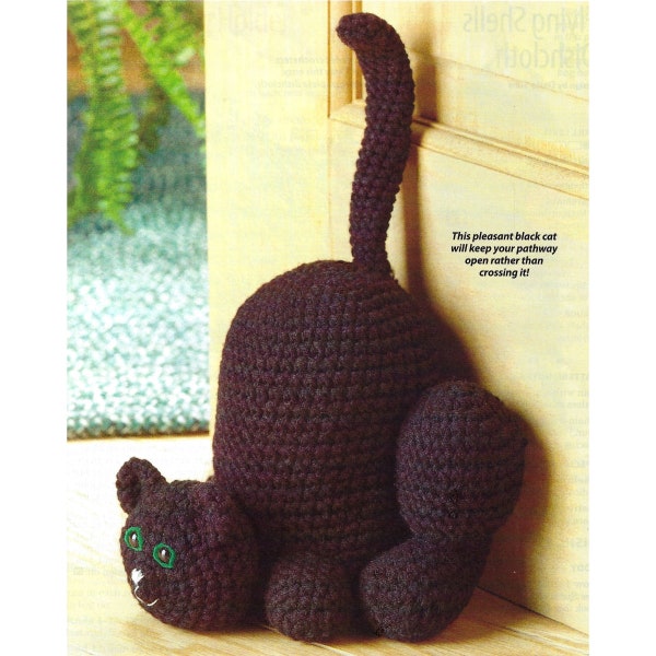 Easy Crochet Cat Doorstop PDF Pattern, Feline Amigurumi, Keep Door Open, Uses Scrap Yarn, Fun Gift or Craft Fairs, Instant Digital Download