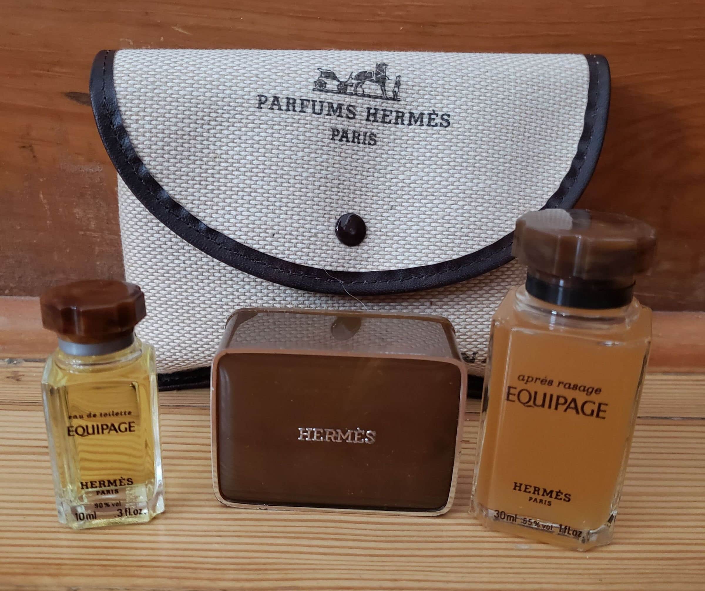 Pan Am Airline First Class Amenity Bag, Parfums Hermes Equipage Toilette, Soap, Aftershave, New