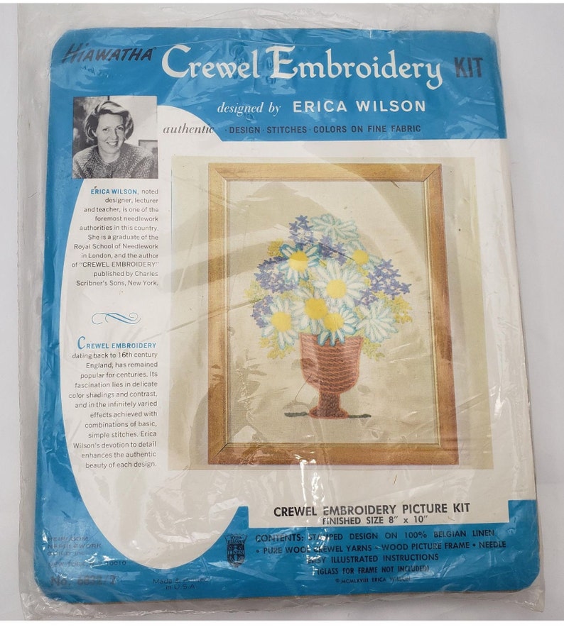 Vintage Erica Wilson Crewel Embroidery Kit Daisy Flowers Inc Etsy